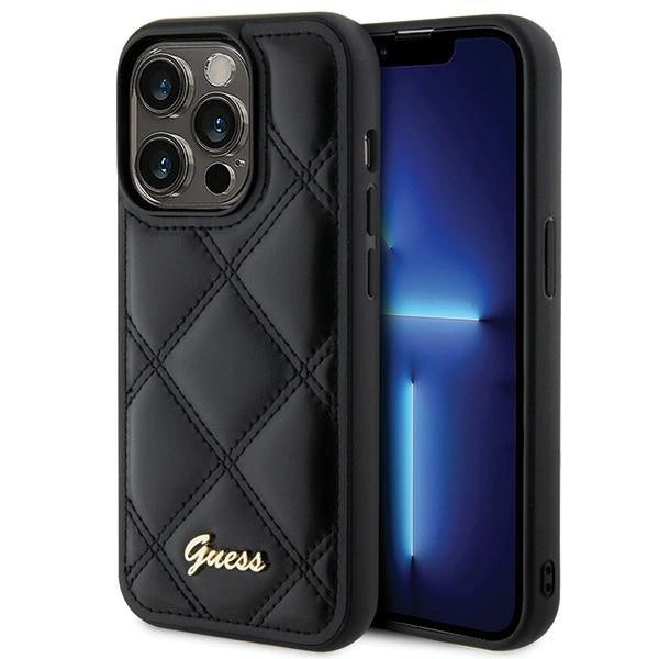 Guess Quilted Metal Logo case til iPhone 15 Pro Max - sort