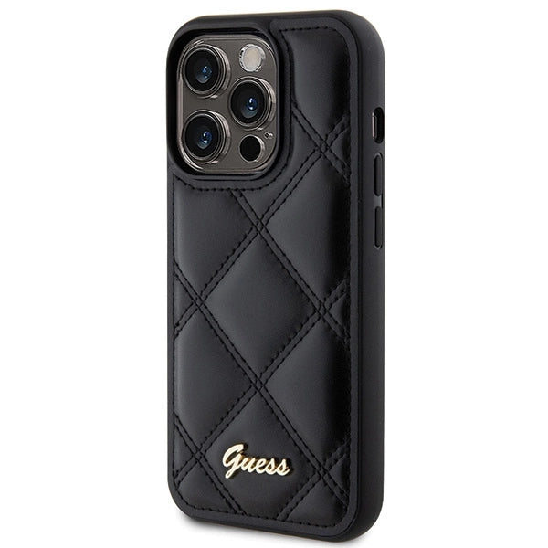 Guess Quilted Metal Logo case til iPhone 15 Pro Max - sort