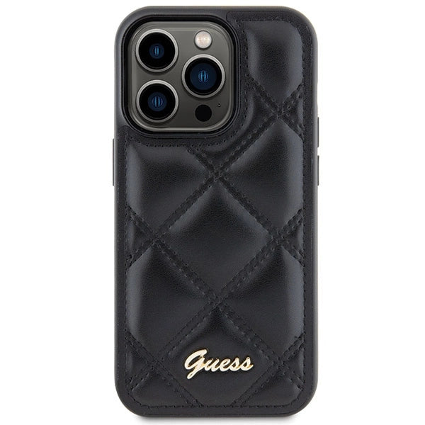 Guess Quilted Metal Logo case til iPhone 15 Pro Max - sort