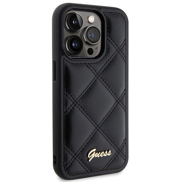 Guess Quilted Metal Logo case til iPhone 15 Pro Max - sort