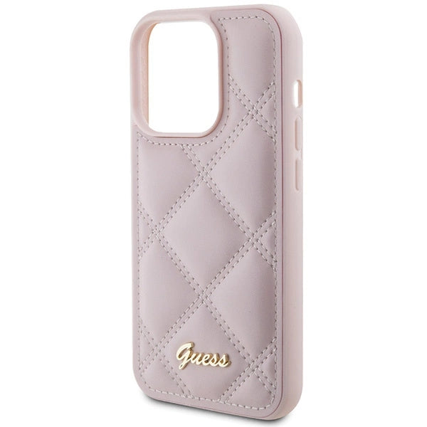 Guess Quilted Metal Logo Case til iPhone 15 Pro Max - pink