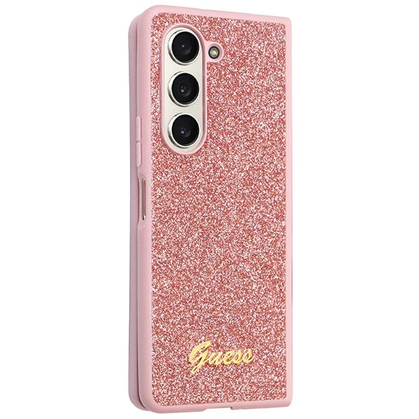 Guess Glitter Script case for Samsung Galaxy Z Fold 5 - pink