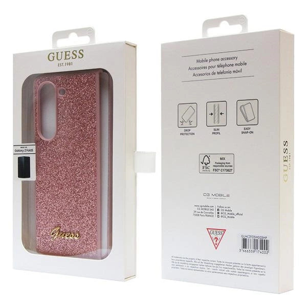 Guess Glitter Script case for Samsung Galaxy Z Fold 5 - pink