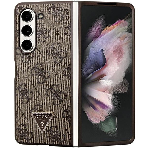 Guess læder 4G Triangle Strass case til Samsung Galaxy Z Fold 5 - brun