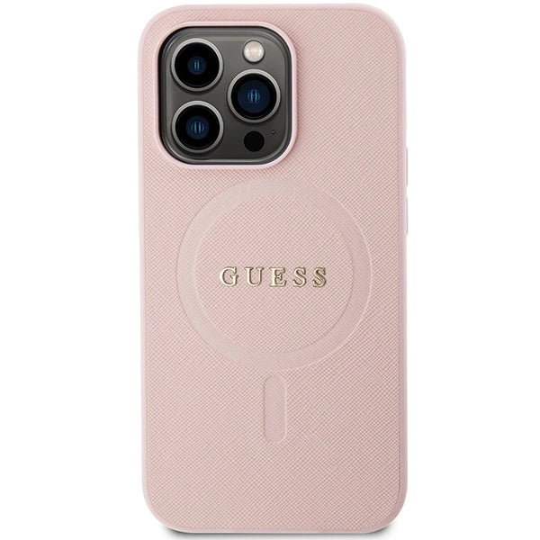 Guess GUHMP13LPSAHMCP case for iPhone 13 Pro / 13 - pink Saffiano MagSafe