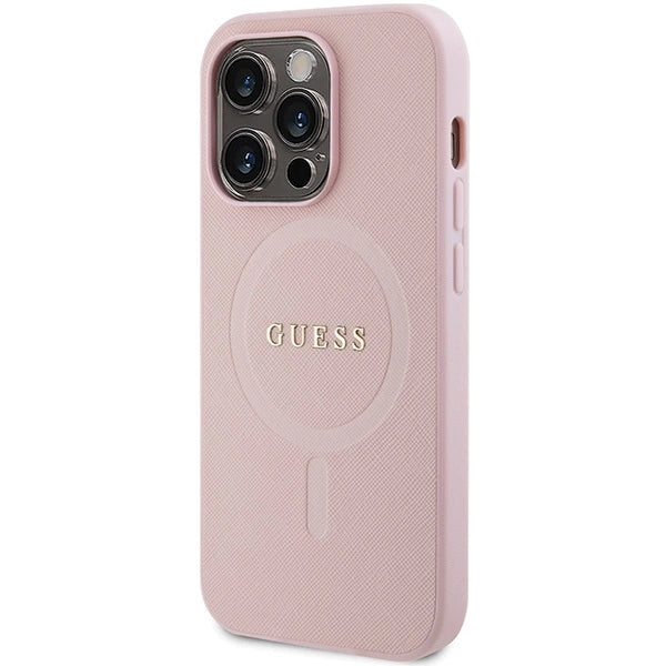 Guess GUHMP14XPSAHMCP-fodtæppe til iPhone 14 Pro Max - pink Saffiano MagSafe