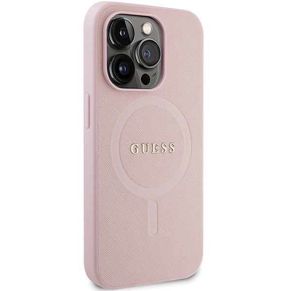 Guess GUHMP14XPSAHMCP-fodtæppe til iPhone 14 Pro Max - pink Saffiano MagSafe