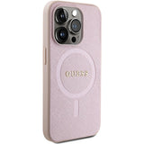 Guess Saffiano MagSafe-fodral til iPhone 15 Pro - pink