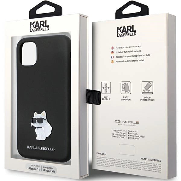 Karl Lagerfeld KLHCN61SMHCNPK case for iPhone 11 / Xr - black Silicone C Metal Pin