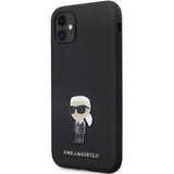 Karl Lagerfeld KLHCN61SMHKNPK case for iPhone 11 / Xr - black Silicone Ikonik Metal Pin