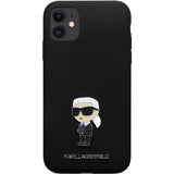 Karl Lagerfeld KLHCN61SMHKNPK case for iPhone 11 / Xr - black Silicone Ikonik Metal Pin
