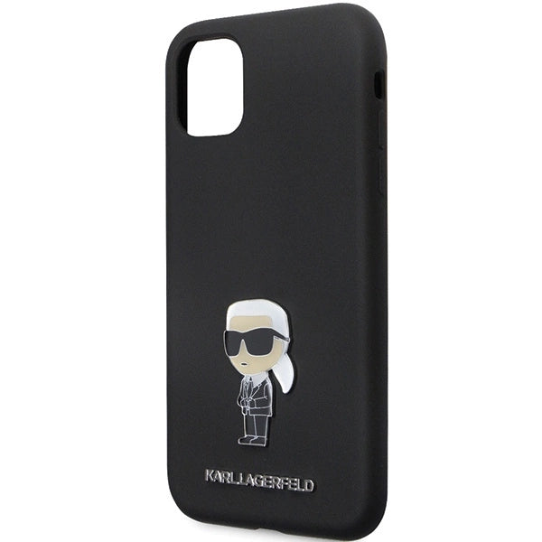 Karl Lagerfeld KLHCN61SMHKNPK case for iPhone 11 / Xr - black Silicone Ikonik Metal Pin
