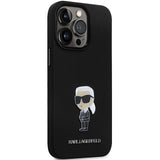 Karl Lagerfeld KLHCP13LSMHKNPK case for iPhone 13 Pro / 13 - black Silicone Ikonik Metal Pin