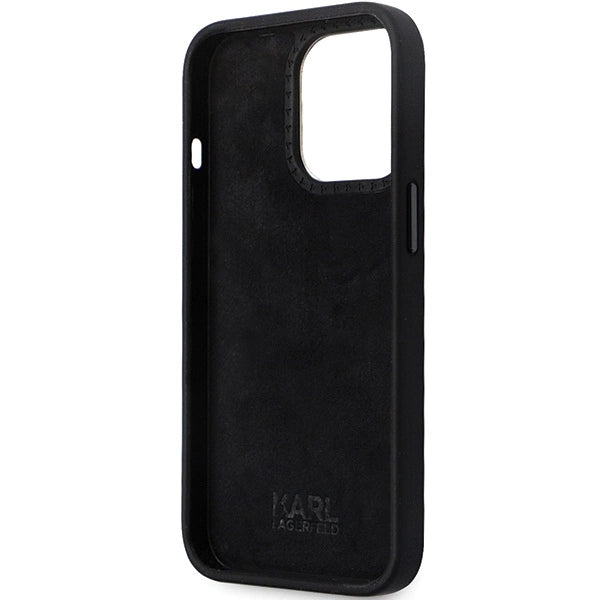 Karl Lagerfeld KLHCP13LSMHKNPK case for iPhone 13 Pro / 13 - black Silicone Ikonik Metal Pin