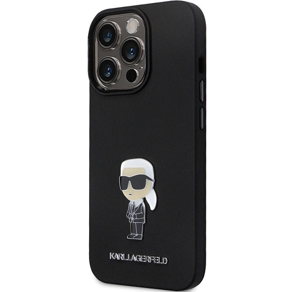 Karl Lagerfeld KLHCP14XSMHKNPK case for iPhone 14 Pro Max 6.7" - black Silicone Ikonik Metal Pin