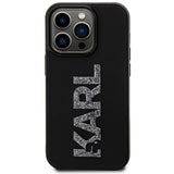 Karl Lagerfeld 3D Rubber Glitter Logo iPhone 15 Pro Case - Black