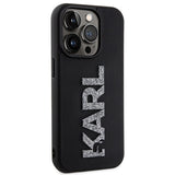 Karl Lagerfeld 3D Rubber Glitter Logo iPhone 15 Pro Case - Black