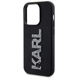 Karl Lagerfeld 3D Rubber Glitter Logo iPhone 15 Pro Case - Black