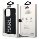 Karl Lagerfeld 3D Rubber Glitter Logo iPhone 15 Pro Case - Black