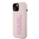 Karl Lagerfeld 3D Rubber Glitter Logo case for iPhone 15 Plus - pink