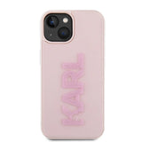 Karl Lagerfeld 3D Rubber Glitter Logo case for iPhone 15 Plus - pink