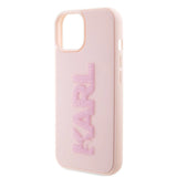 Karl Lagerfeld 3D Rubber Glitter Logo case for iPhone 15 Plus - pink