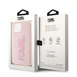 Karl Lagerfeld 3D Rubber Glitter Logo case for iPhone 15 Plus - pink