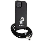 Karl Lagerfeld Crossbody Saffiano Metal Pin Karl & Choupette case for iPhone 15 Plus - black
