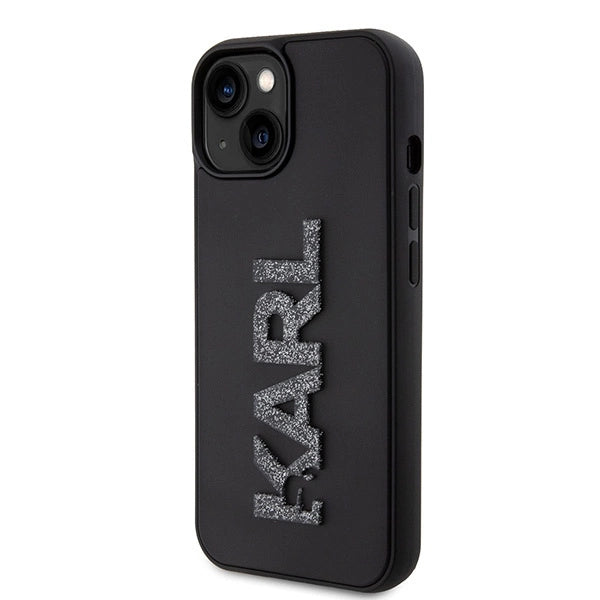 Karl Lagerfeld 3D Rubber Glitter Logo case for iPhone 15 - black