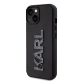 Karl Lagerfeld 3D Rubber Glitter Logo case for iPhone 15 - black