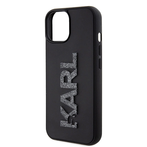 Karl Lagerfeld 3D Rubber Glitter Logo case for iPhone 15 - black