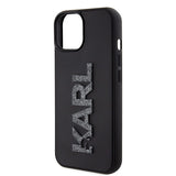 Karl Lagerfeld 3D Rubber Glitter Logo case for iPhone 15 - black