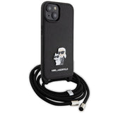 Karl Lagerfeld Crossbody Saffiano Metal Pin Karl & Choupette case for iPhone 15 - black