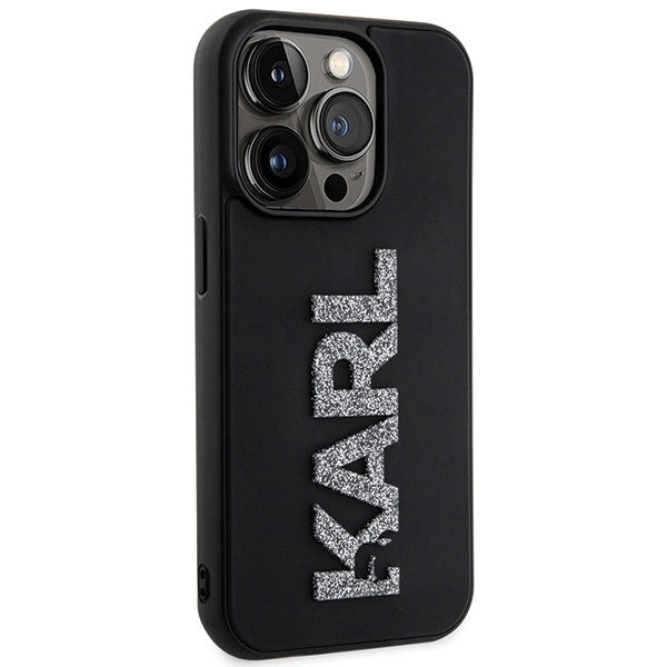 Karl Lagerfeld 3D Rubber Glitter Logo case for iPhone 15 Pro Max - black