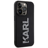 Karl Lagerfeld 3D Rubber Glitter Logo case for iPhone 15 Pro Max - black