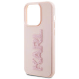 Karl Lagerfeld 3D Rubber Glitter Logo case for iPhone 15 Pro Max - pink