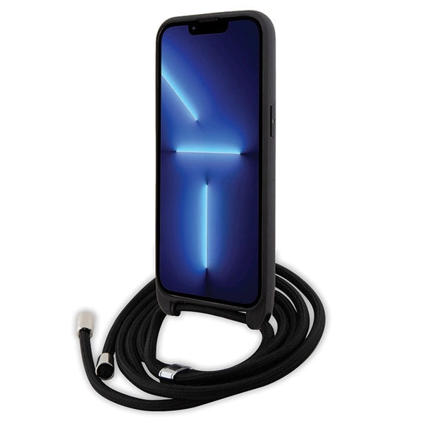 Karl Lagerfeld Crossbody Saffiano Metal Pin Karl & Choupette Case for iPhone 15 Pro Max - Black