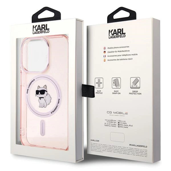 Karl Lagerfeld IML Choupette MagSafe case for iPhone 15 Pro - pink