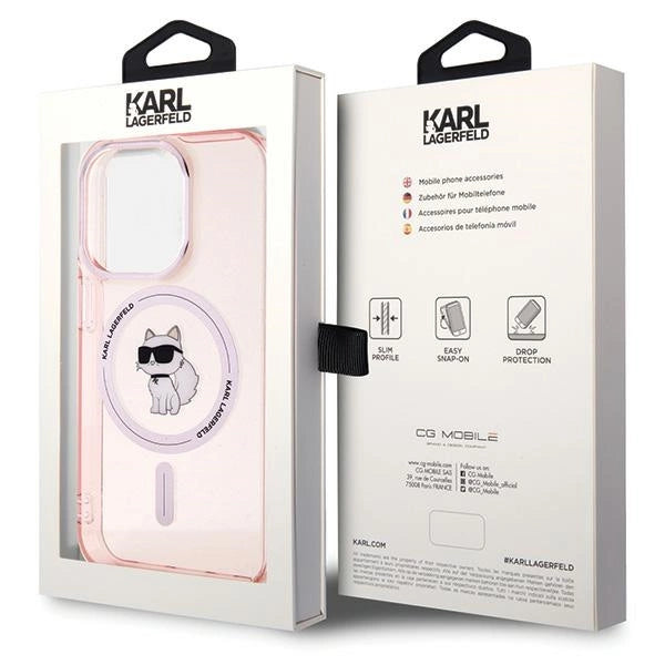 Karl Lagerfeld IML Choupette MagSafe case for iPhone 15 Pro Max - pink