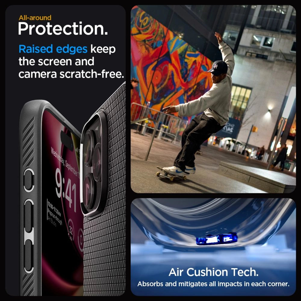 Spigen Liquid Air iPhone 15 Pro Case - Matte sort