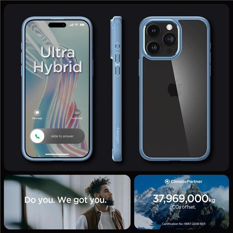 Spigen Ultra Hybrid iPhone 15 Pro Max Case - lysblå
