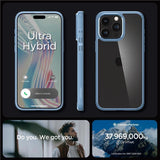 Spigen Ultra Hybrid iPhone 15 Pro Max Case - lysblå