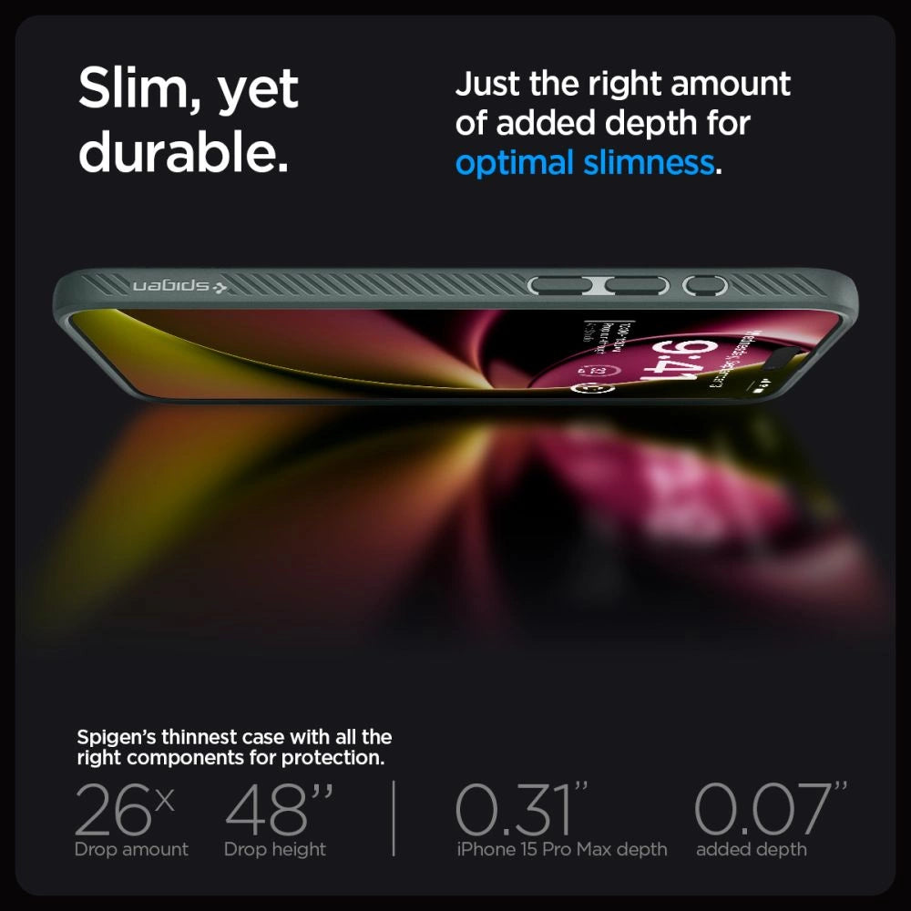 Spigen Liquid Air iPhone 15 Pro Max-kasse - mørkegrøn