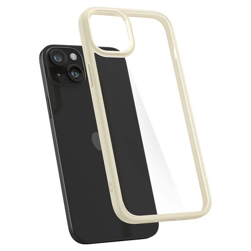 Spigen Crystal Hybrid iPhone 15 Plus Case - Gennemsigtig beige