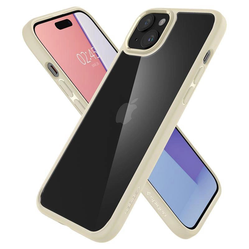 Spigen Crystal Hybrid iPhone 15 Plus Case - Gennemsigtig beige