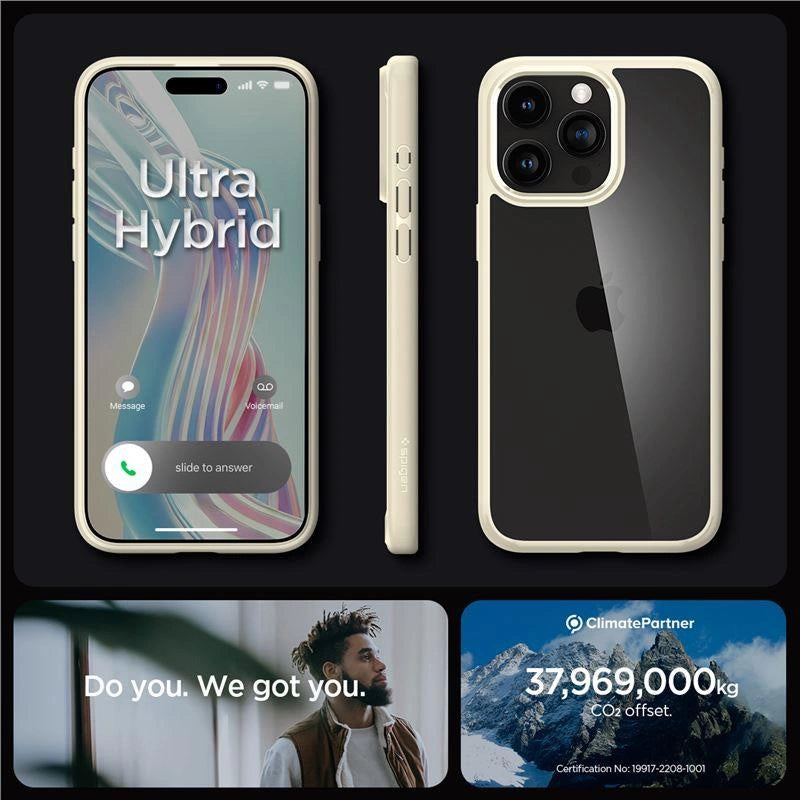 Spigen Crystal Hybrid Case til iPhone 15 Pro Max - klar beige