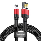 Baseus Cafule Dobbeltsidet USB-lyskablet 2,4A 1m (sort+rødt)