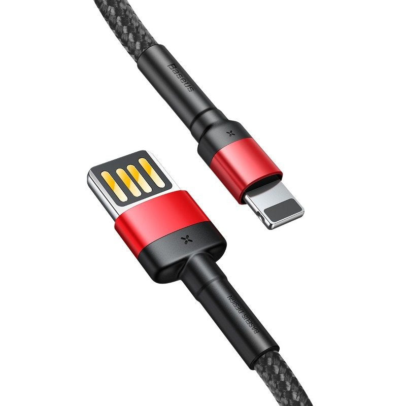 Baseus Cafule Dobbeltsidet USB-lyskablet 2,4A 1m (sort+rødt)