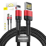 Baseus Cafule Dobbeltsidet USB-lyskablet 2,4A 1m (sort+rødt)