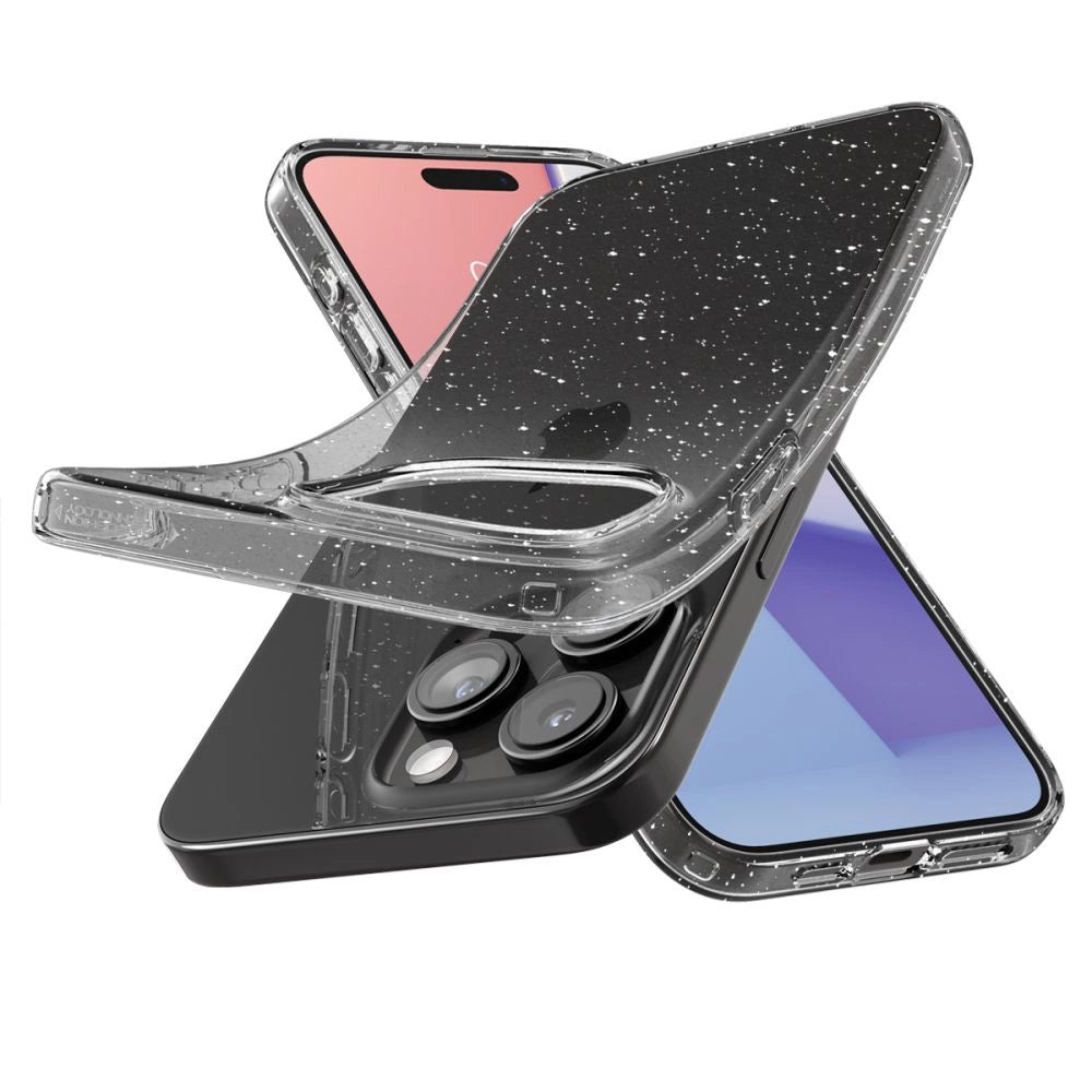 Spigen flydende krystal iPhone 15 Pro Max Case - Clear Glitter